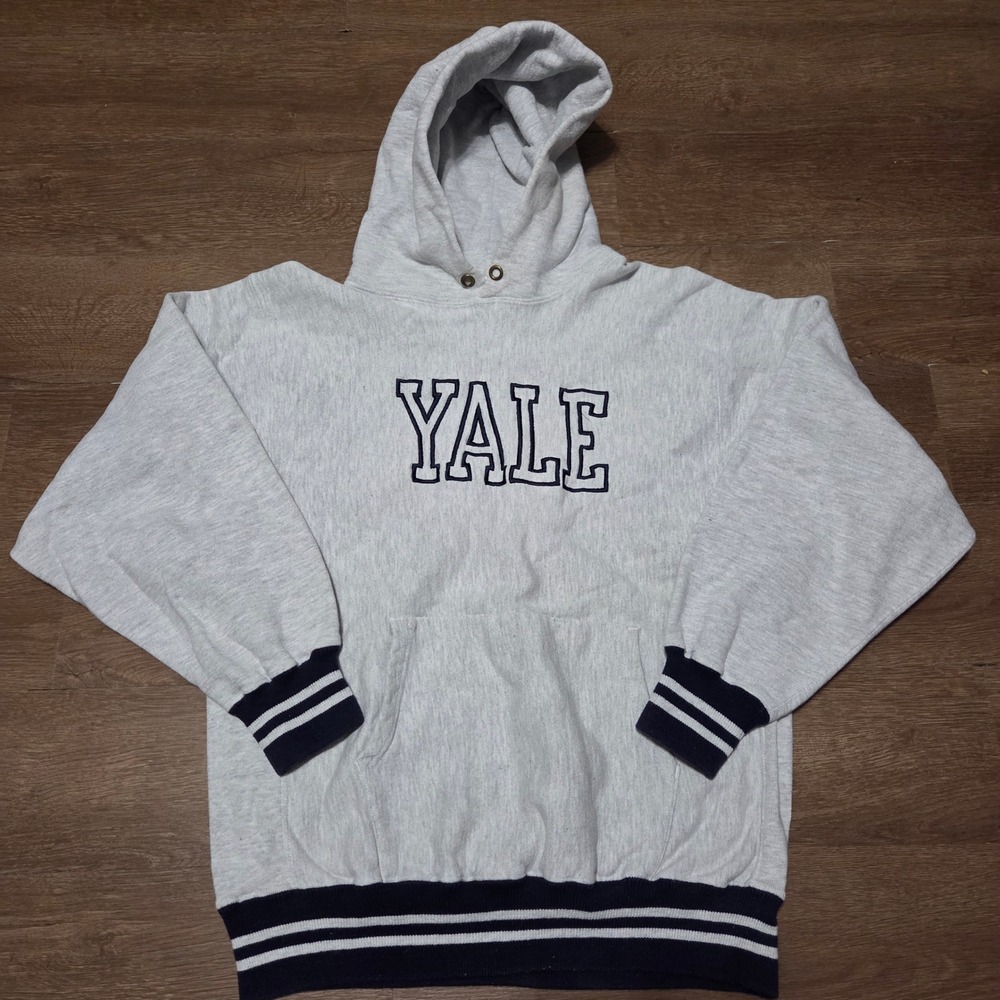 Vtg 90s Champion reverse weave embroidery yale University hoodie size xl rare
